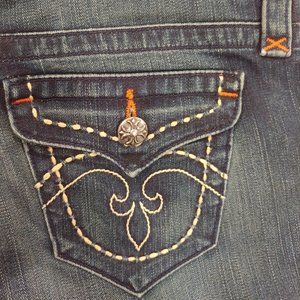 Rock Revival jeans - crystal buttons, pocket and seam detailing - worn once!